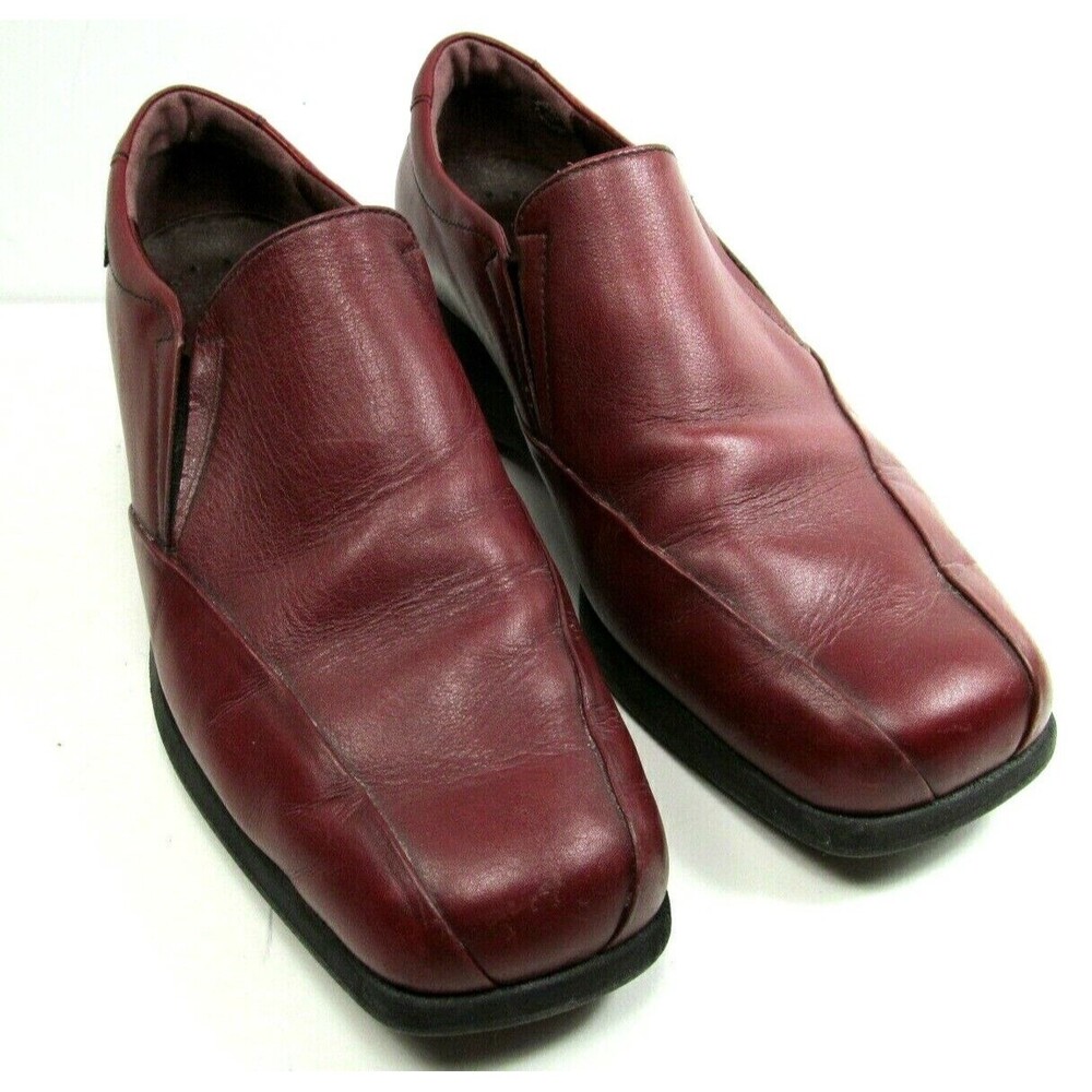 Mephisto Air-Techno Womens Red Leather Comfort Loafers Wedge Heel Size US 8